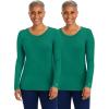 Healing Hands Women’s Underscrub Soft Knit Melissa Longsleeve Scrub Tee with Breathable & Easy Care Fabric 5047(Hunter – 2 Pack)