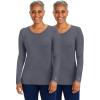 Healing Hands Women’s Underscrub Soft Knit Melissa Longsleeve Scrub Tee with Breathable & Easy Care Fabric 5047(Pewter – 2 Pack)