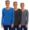 Healing Hands Women’s Underscrub Soft Knit Melissa Longsleeve Scrub Tee with Breathable & Easy Care Fabric 5047(Royal / Black / Pewter – 3 Pack)