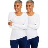 Healing Hands Women’s Underscrub Soft Knit Melissa Longsleeve Scrub Tee with Breathable & Easy Care Fabric 5047(White – 2 Pack)