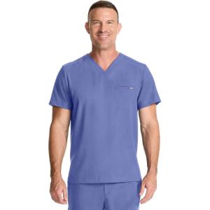 Healing Hands Mens Scrub Top V-Neck with 1 Pocket & 360° Stretch Fabric HH758(Ceil)