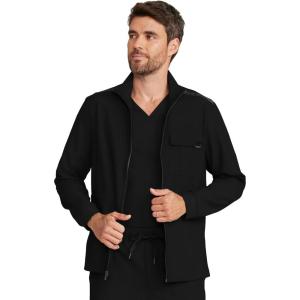 Healing Hands Scrub Jacket for Men Zip Front Utility Jacket with 4 Pockets HH361(Black)
