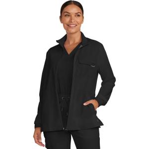 Healing Hands Scrub Jackets for Woman Zip-Front Utility Jacket with 4 Pockets HH360(Black)