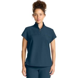 Healing Hands Scrubs for Women Scrub Top with Zip Stand Collar 360° Stretch HH752(Caribbean Blue)