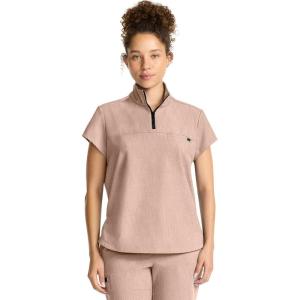 Healing Hands Scrubs for Women Scrub Top with Zip Stand Collar 360° Stretch HH752(Desert Taupe)