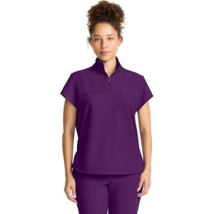 Healing Hands Scrubs for Women Scrub Top with Zip Stand Collar 360° Stretch HH752(Eggplant)