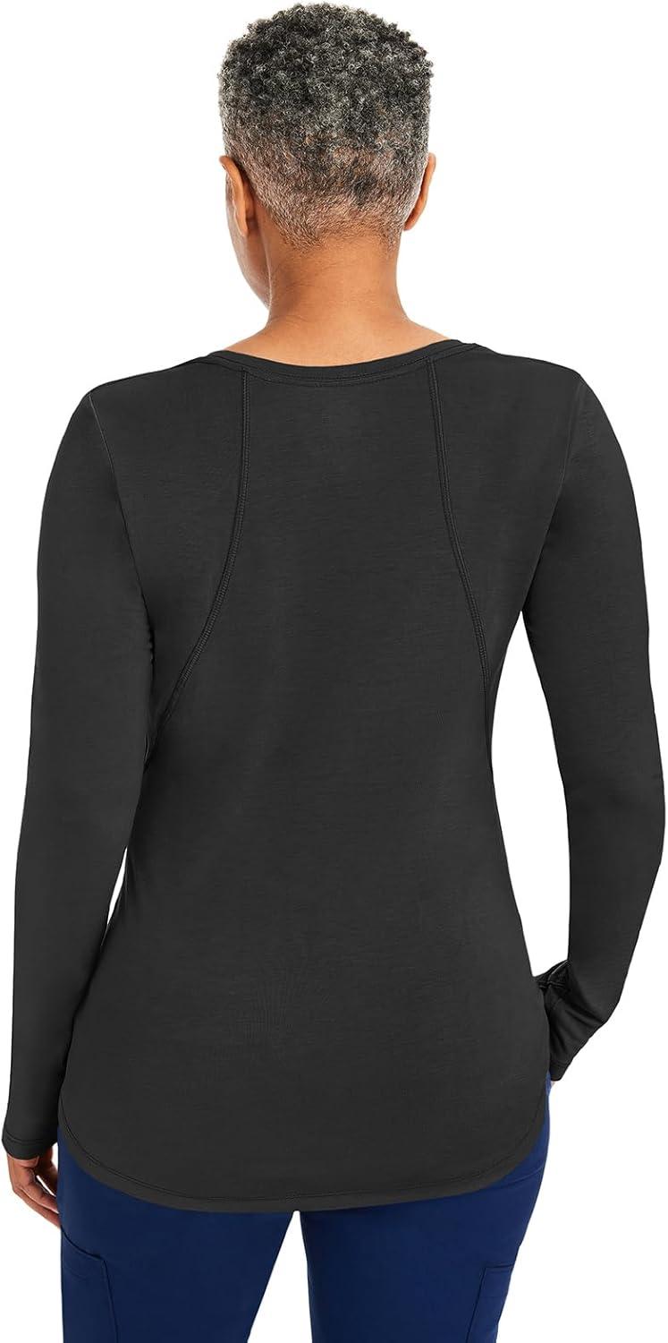 imageHealing Hands Mackenzie Womens Underscrub Long Sleeve Tee with Thumbholes Modern Fit Undershirt 5051Black 3 Pack