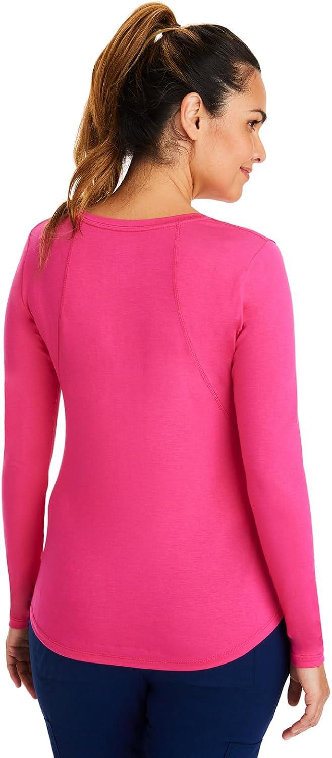 imageHealing Hands Mackenzie Womens Underscrub Long Sleeve Tee with Thumbholes Modern Fit Undershirt 5051Carnation Pink 3 Pack