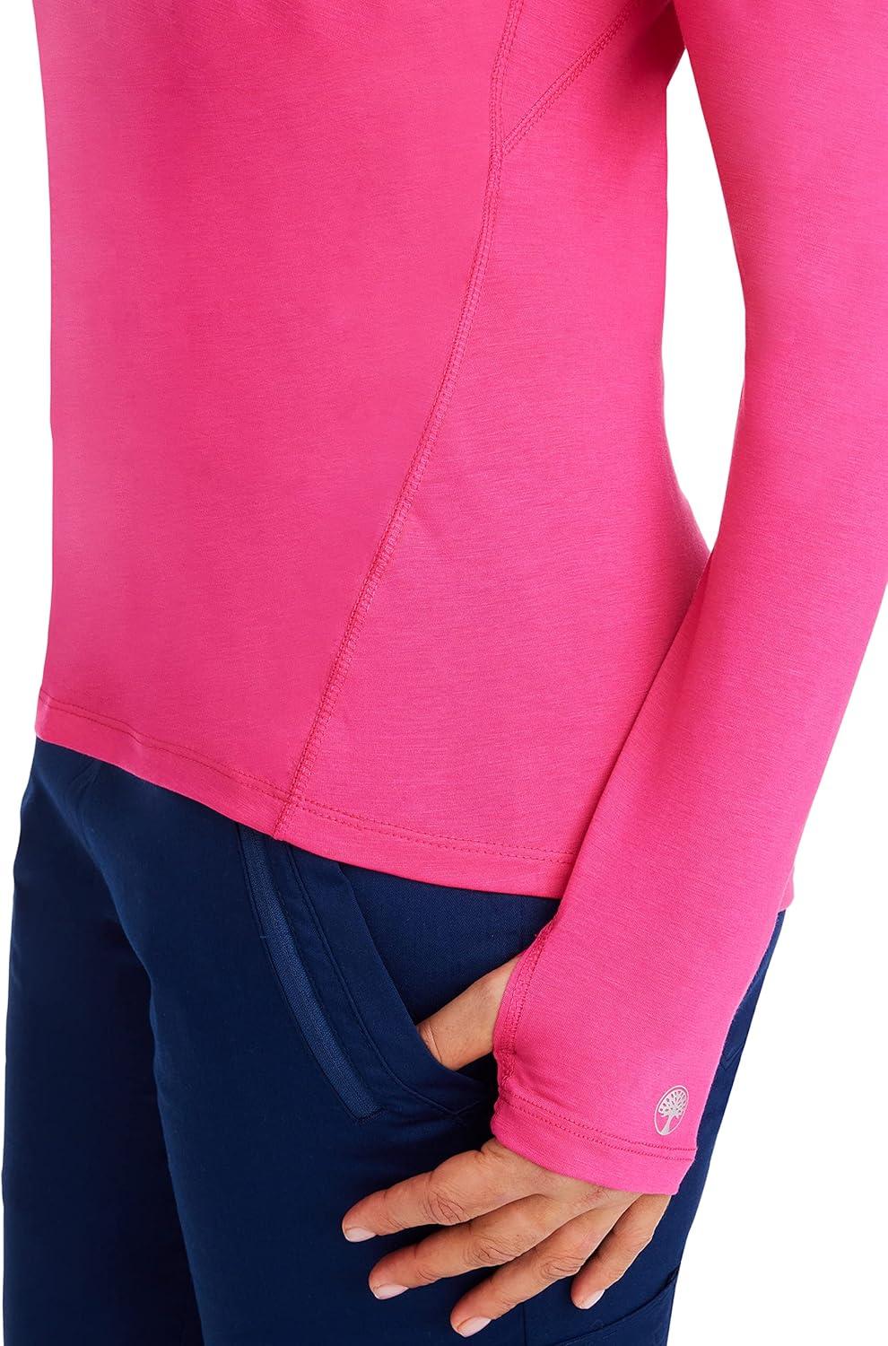 imageHealing Hands Mackenzie Womens Underscrub Long Sleeve Tee with Thumbholes Modern Fit Undershirt 5051Carnation Pink