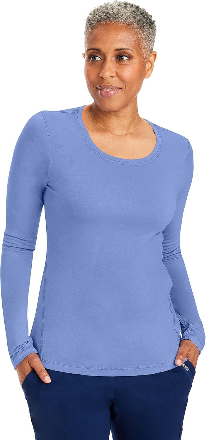 imageHealing Hands Mackenzie Womens Underscrub Long Sleeve Tee with Thumbholes Modern Fit Undershirt 5051Ceil