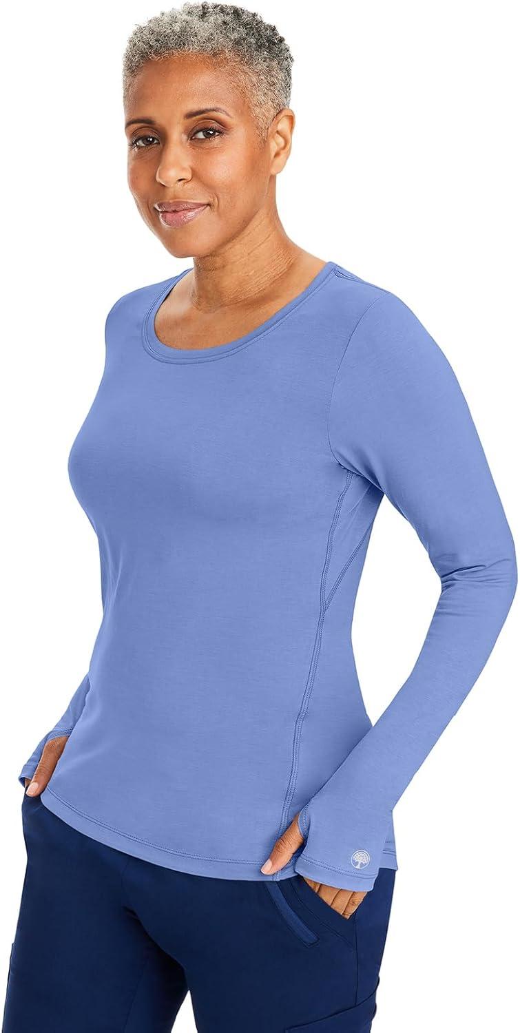 imageHealing Hands Mackenzie Womens Underscrub Long Sleeve Tee with Thumbholes Modern Fit Undershirt 5051Ciel 2 Pack
