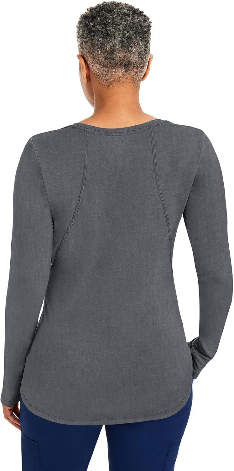 imageHealing Hands Mackenzie Womens Underscrub Long Sleeve Tee with Thumbholes Modern Fit Undershirt 5051Heather Grey 2 Pack