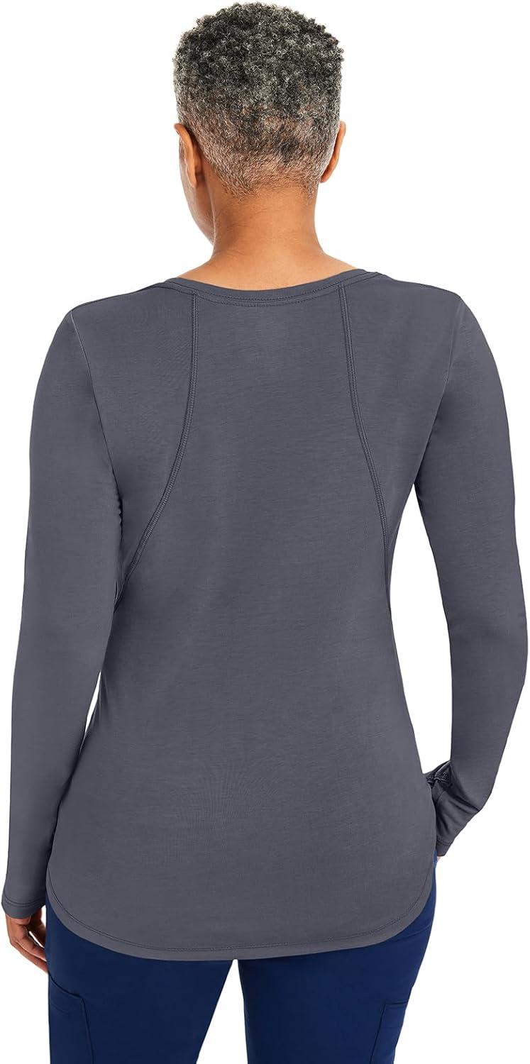 imageHealing Hands Mackenzie Womens Underscrub Long Sleeve Tee with Thumbholes Modern Fit Undershirt 5051Pewter 2 Pack