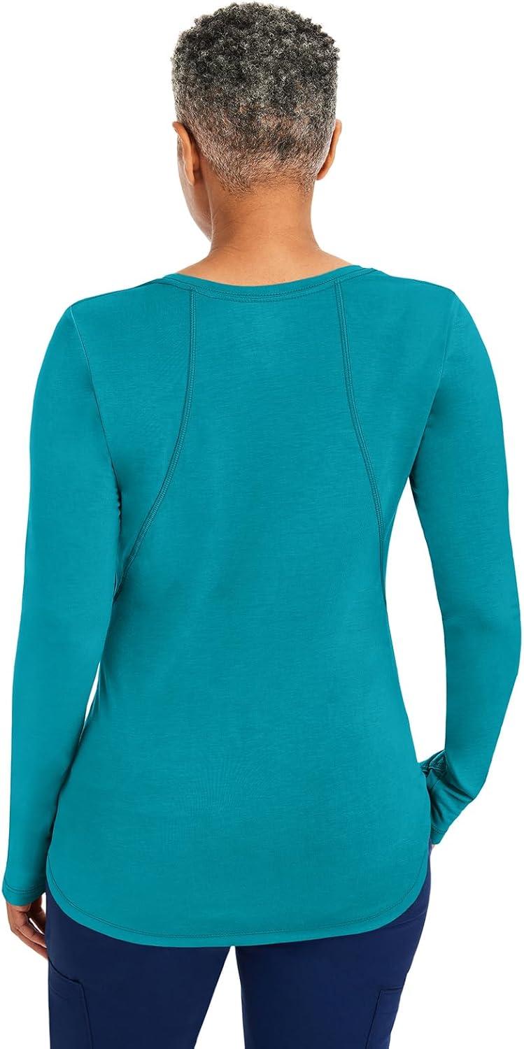 imageHealing Hands Mackenzie Womens Underscrub Long Sleeve Tee with Thumbholes Modern Fit Undershirt 5051Teal 3 Pack