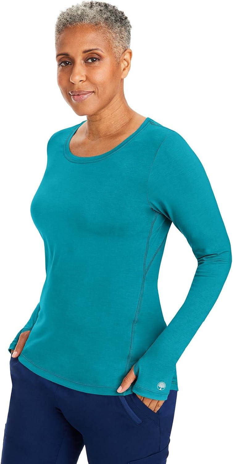 imageHealing Hands Mackenzie Womens Underscrub Long Sleeve Tee with Thumbholes Modern Fit Undershirt 5051Teal 3 Pack
