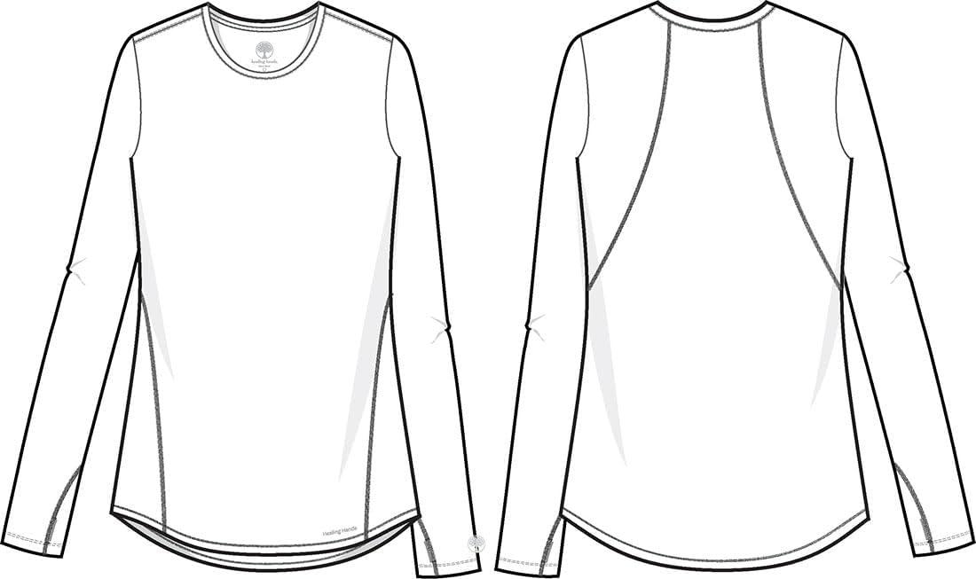 imageHealing Hands Mackenzie Womens Underscrub Long Sleeve Tee with Thumbholes Modern Fit Undershirt 5051White 2 Pack