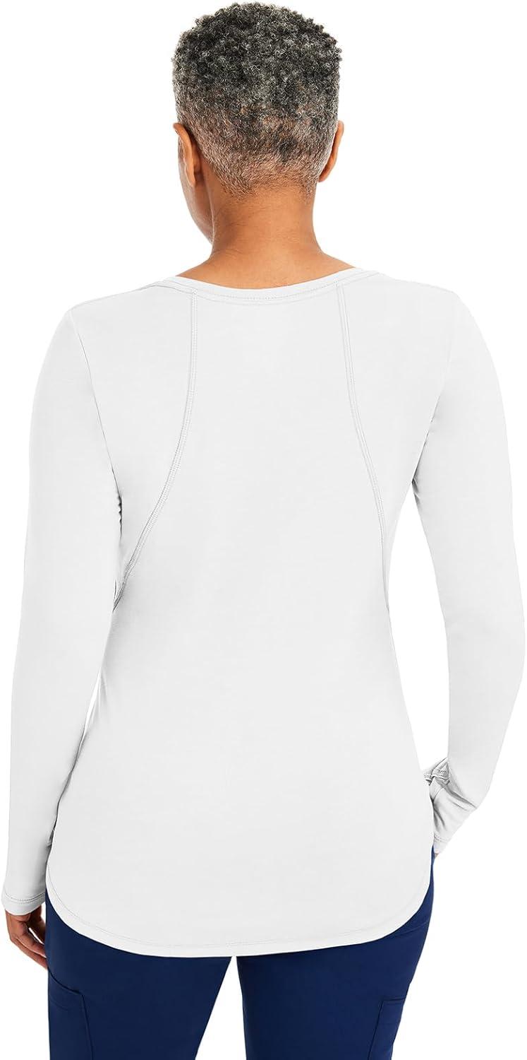 imageHealing Hands Mackenzie Womens Underscrub Long Sleeve Tee with Thumbholes Modern Fit Undershirt 5051White 3 Pack