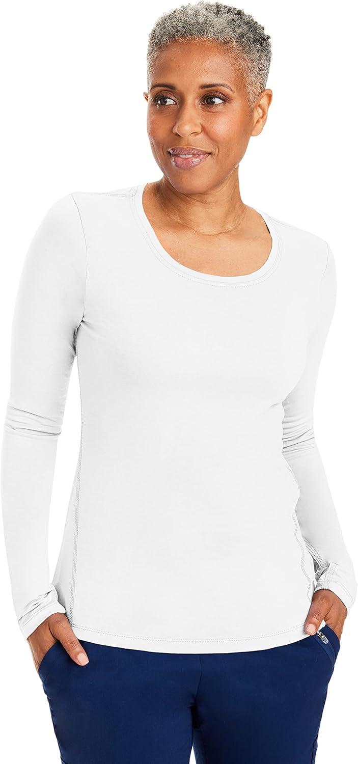 imageHealing Hands Mackenzie Womens Underscrub Long Sleeve Tee with Thumbholes Modern Fit Undershirt 5051White