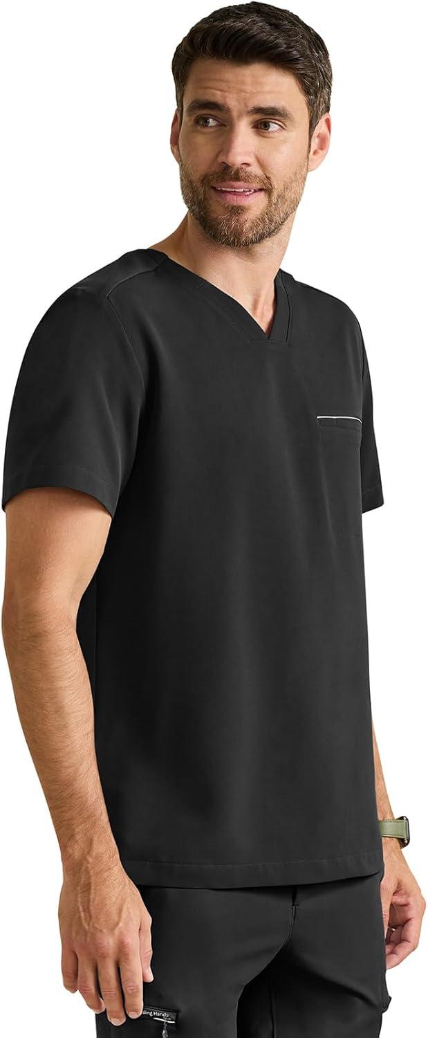 imageHealing Hands Mens Medical Scrub Top Spencer with 1 Pocket Moisture Wicking 360 Stretch ampamp Recycled Fibers 2381Black