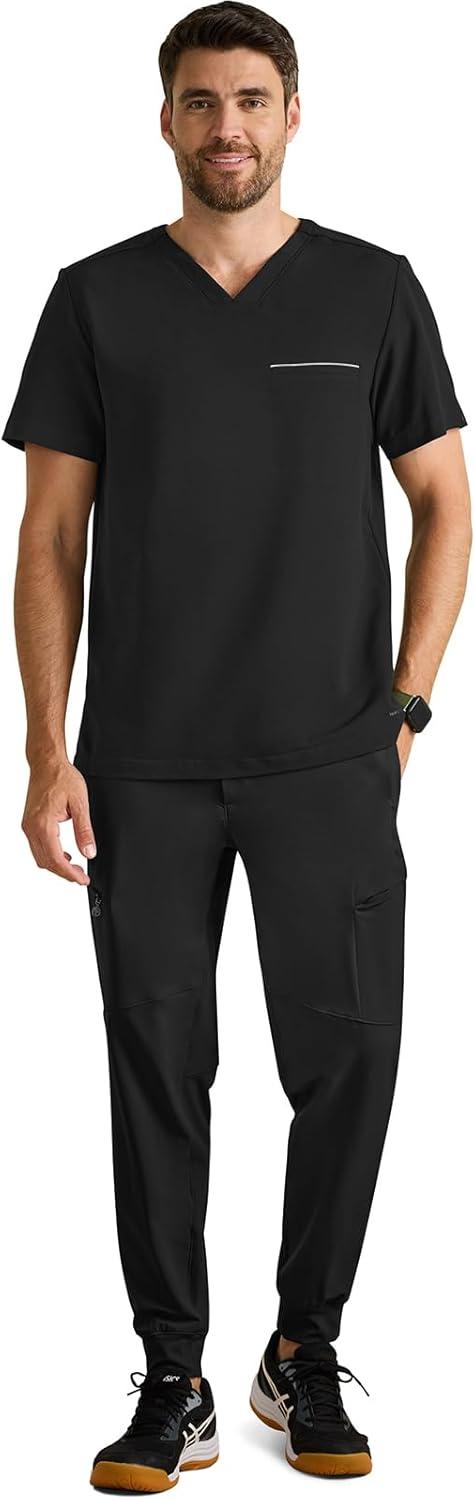 imageHealing Hands Mens Medical Scrub Top Spencer with 1 Pocket Moisture Wicking 360 Stretch ampamp Recycled Fibers 2381Black