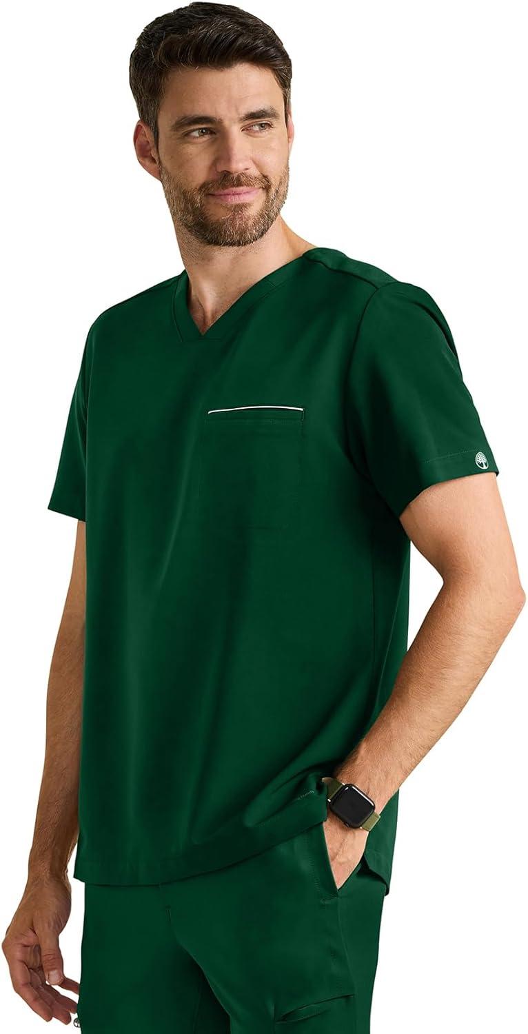 imageHealing Hands Mens Medical Scrub Top Spencer with 1 Pocket Moisture Wicking 360 Stretch ampamp Recycled Fibers 2381Dark Pine