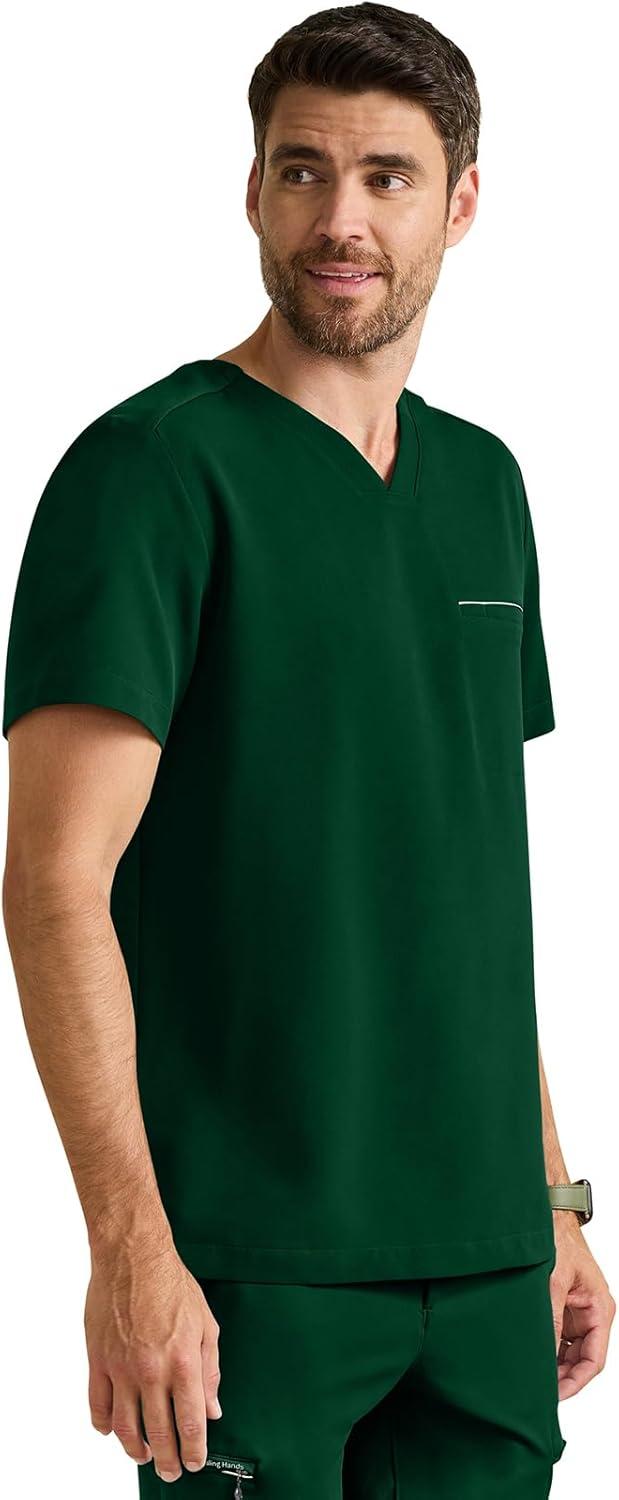 imageHealing Hands Mens Medical Scrub Top Spencer with 1 Pocket Moisture Wicking 360 Stretch ampamp Recycled Fibers 2381Dark Pine