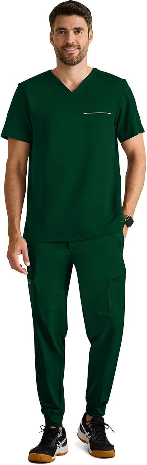 imageHealing Hands Mens Medical Scrub Top Spencer with 1 Pocket Moisture Wicking 360 Stretch ampamp Recycled Fibers 2381Dark Pine