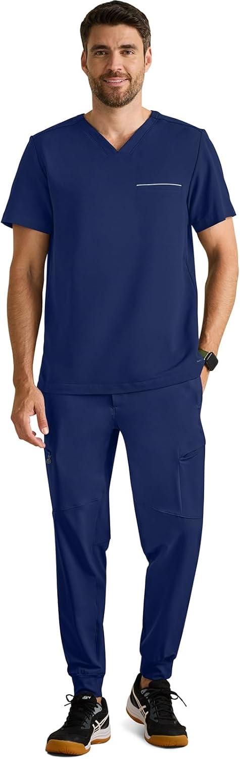 imageHealing Hands Mens Medical Scrub Top Spencer with 1 Pocket Moisture Wicking 360 Stretch ampamp Recycled Fibers 2381Navy