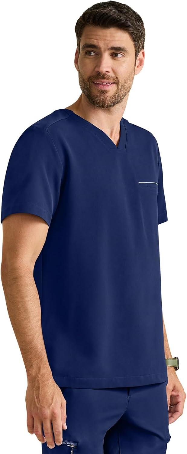 imageHealing Hands Mens Medical Scrub Top Spencer with 1 Pocket Moisture Wicking 360 Stretch ampamp Recycled Fibers 2381Navy