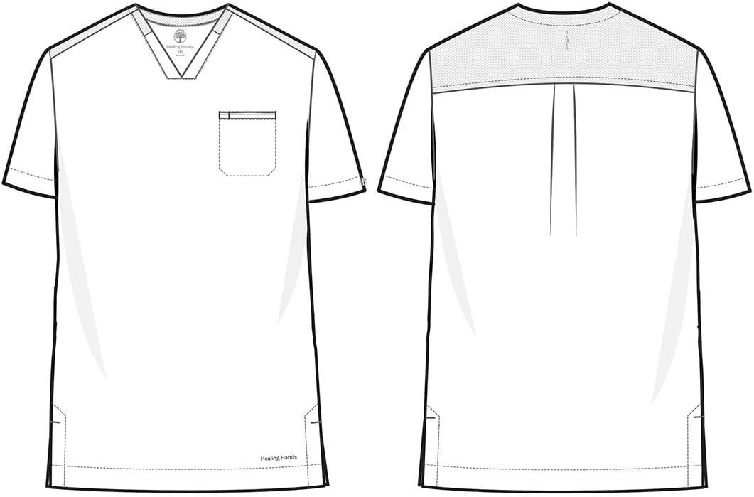 imageHealing Hands Mens Medical Scrub Top Spencer with 1 Pocket Moisture Wicking 360 Stretch ampamp Recycled Fibers 2381Navy