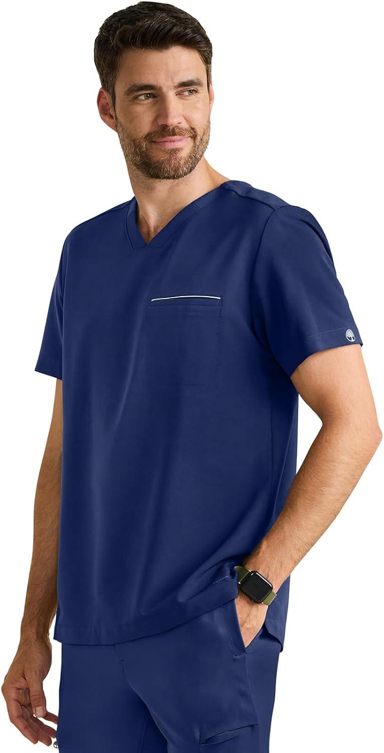 imageHealing Hands Mens Medical Scrub Top Spencer with 1 Pocket Moisture Wicking 360 Stretch ampamp Recycled Fibers 2381Navy