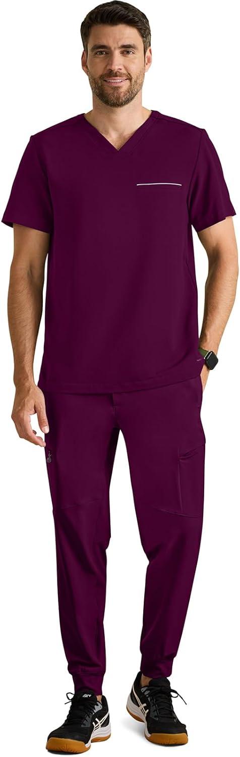imageHealing Hands Mens Medical Scrub Top Spencer with 1 Pocket Moisture Wicking 360 Stretch ampamp Recycled Fibers 2381Wine