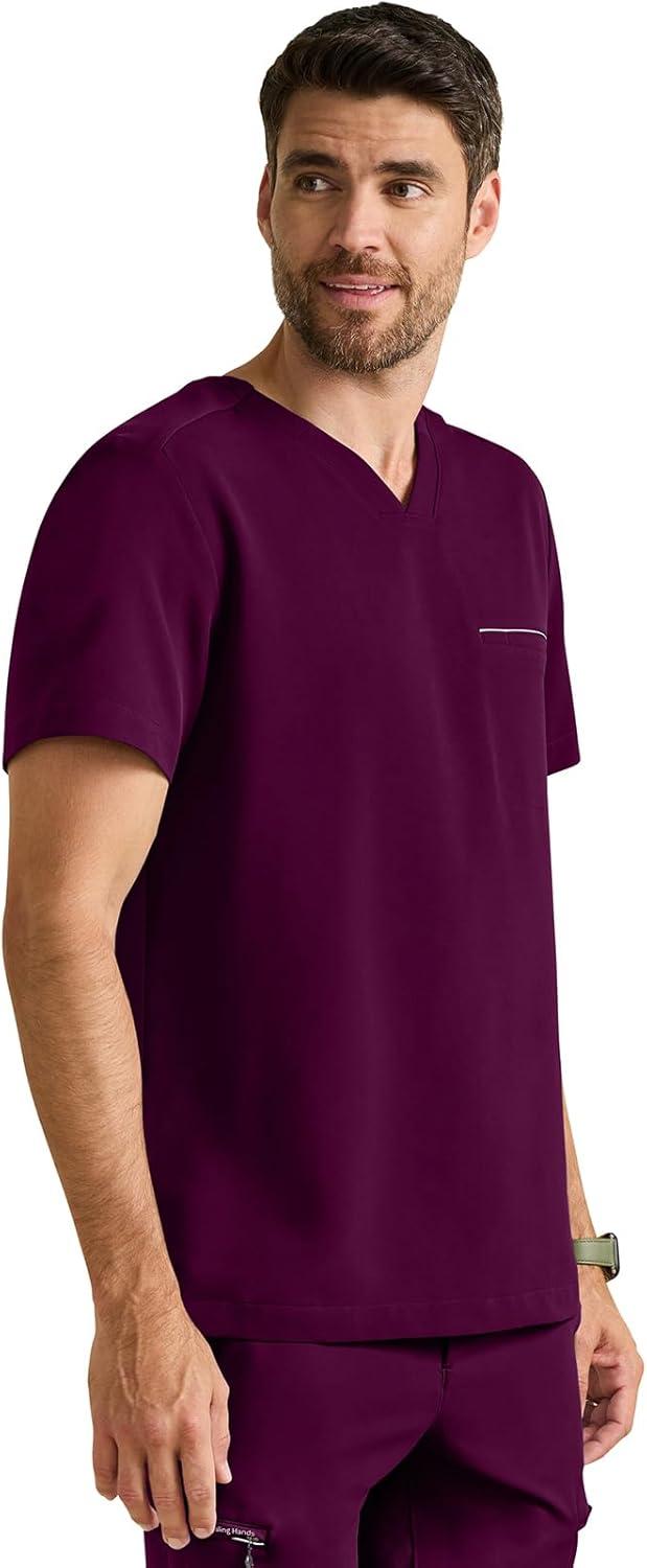 imageHealing Hands Mens Medical Scrub Top Spencer with 1 Pocket Moisture Wicking 360 Stretch ampamp Recycled Fibers 2381Wine