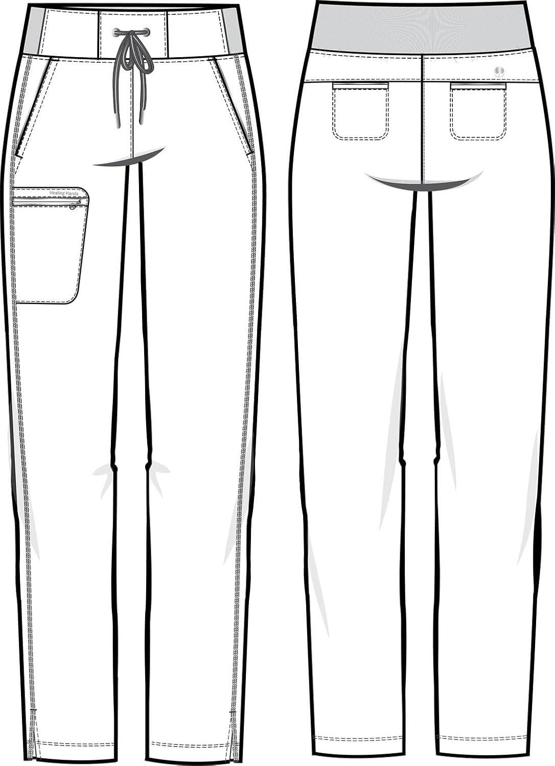 imageHealing Hands Women Scrub Pants with Rib Knit Waistband Moisture Wicking 360 Stretch and Recycled Fibers 9152Ceil