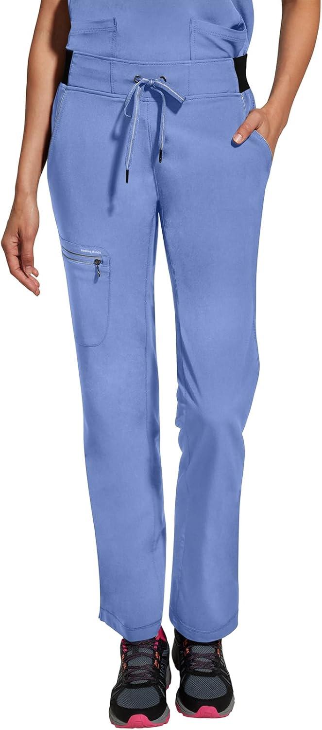 imageHealing Hands Women Scrub Pants with Rib Knit Waistband Moisture Wicking 360 Stretch and Recycled Fibers 9152Ceil
