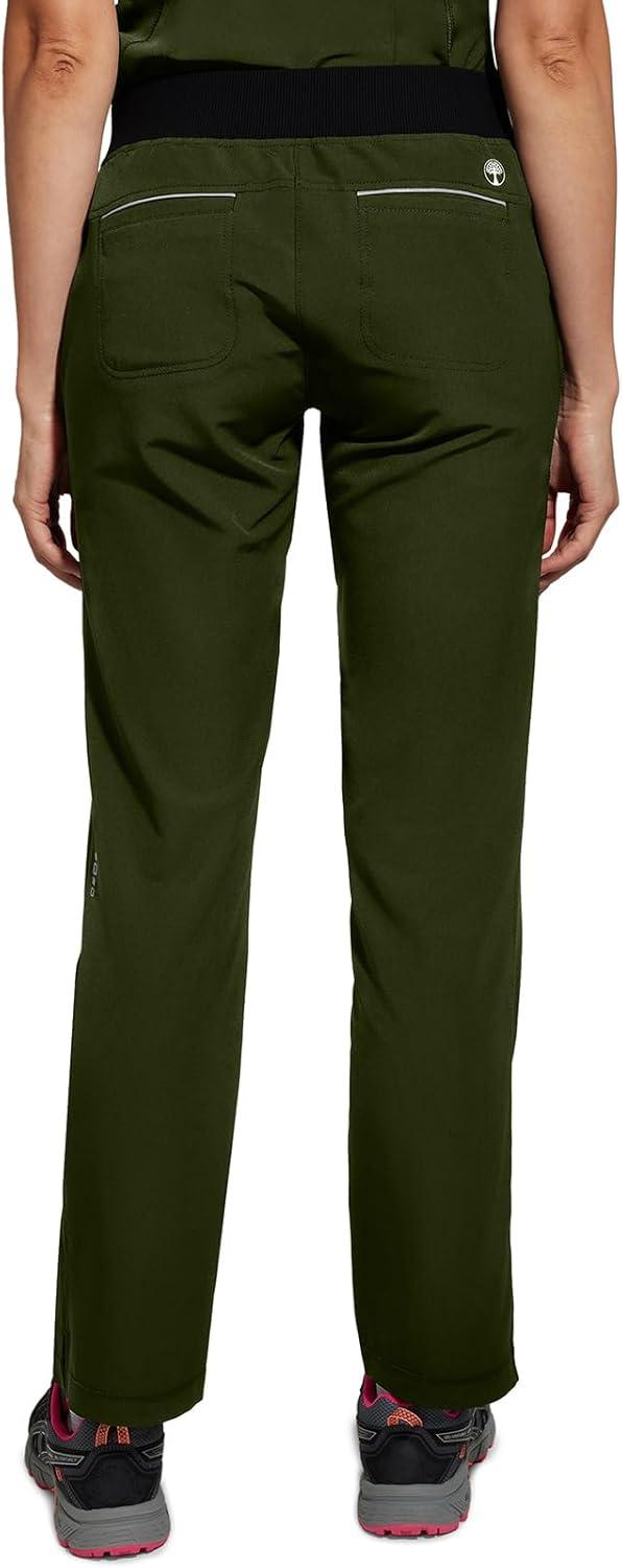 imageHealing Hands Women Scrub Pants with Rib Knit Waistband Moisture Wicking 360 Stretch and Recycled Fibers 9152Dark Pine