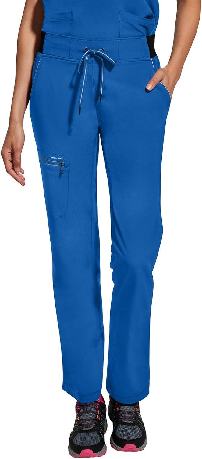 imageHealing Hands Women Scrub Pants with Rib Knit Waistband Moisture Wicking 360 Stretch and Recycled Fibers 9152Royal