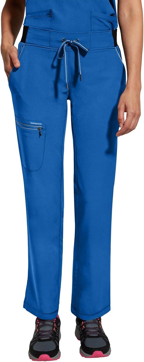 imageHealing Hands Women Scrub Pants with Rib Knit Waistband Moisture Wicking 360 Stretch and Recycled Fibers 9152Royal