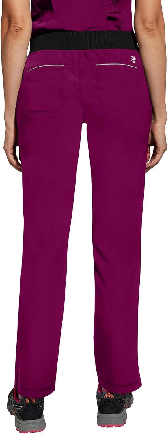 imageHealing Hands Women Scrub Pants with Rib Knit Waistband Moisture Wicking 360 Stretch and Recycled Fibers 9152Wine