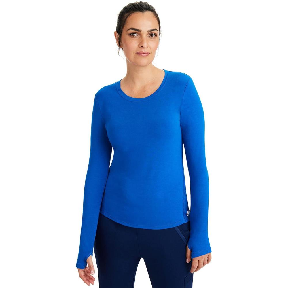 imageHealing Hands Mackenzie Womens Underscrub Long Sleeve Tee with Thumbholes Modern Fit Undershirt 5051Royal