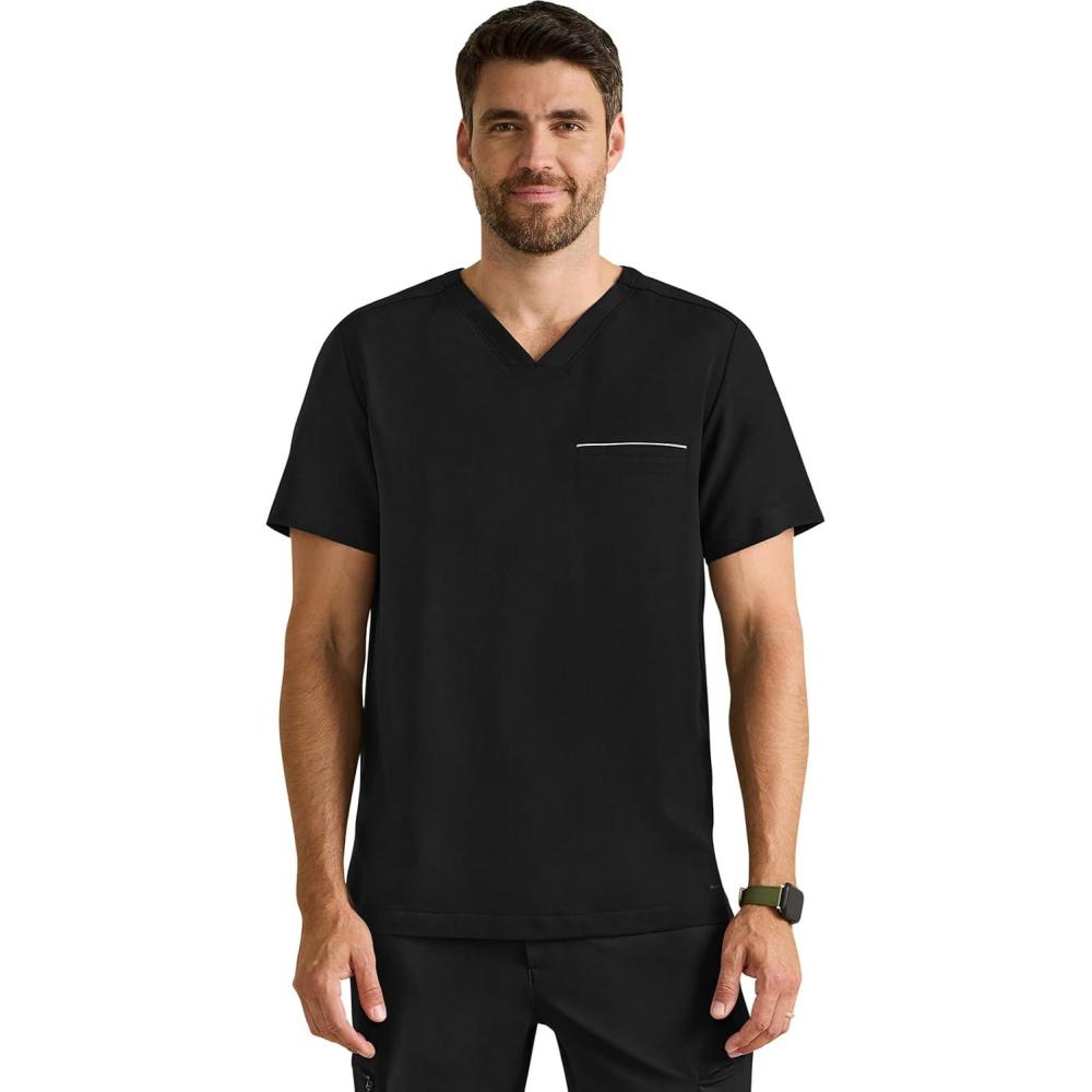 imageHealing Hands Mens Medical Scrub Top Spencer with 1 Pocket Moisture Wicking 360 Stretch ampamp Recycled Fibers 2381Black
