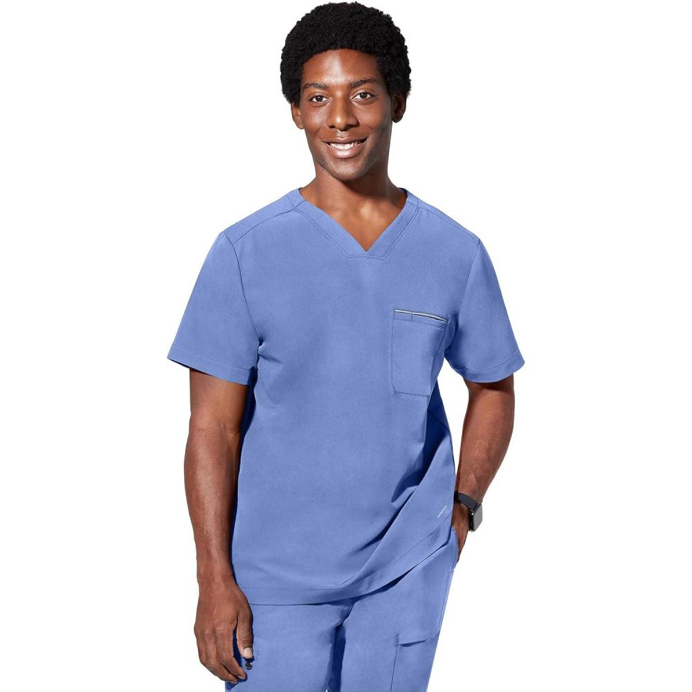 imageHealing Hands Mens Medical Scrub Top Spencer with 1 Pocket Moisture Wicking 360 Stretch ampamp Recycled Fibers  2381Ceil
