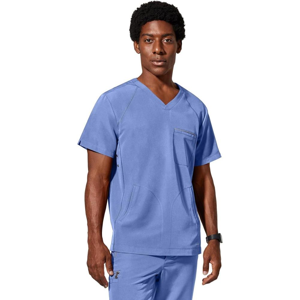 imageHealing Hands Mens Scrub Top Steven Top with 3 Pockets Moisture Wicking 360 Stretch ampamp Recycled Fibers  2382Ceil