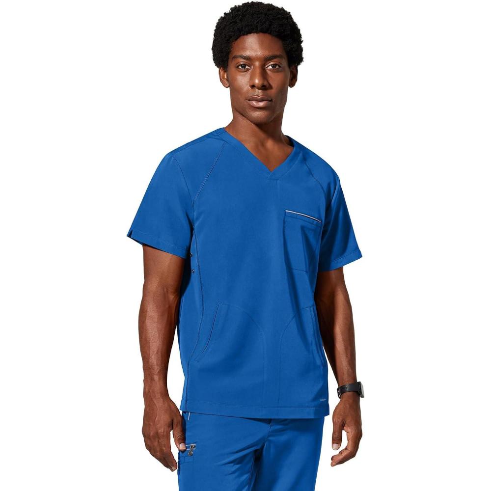 imageHealing Hands Mens Scrub Top Steven Top with 3 Pockets Moisture Wicking 360 Stretch ampamp Recycled Fibers  2382Royal