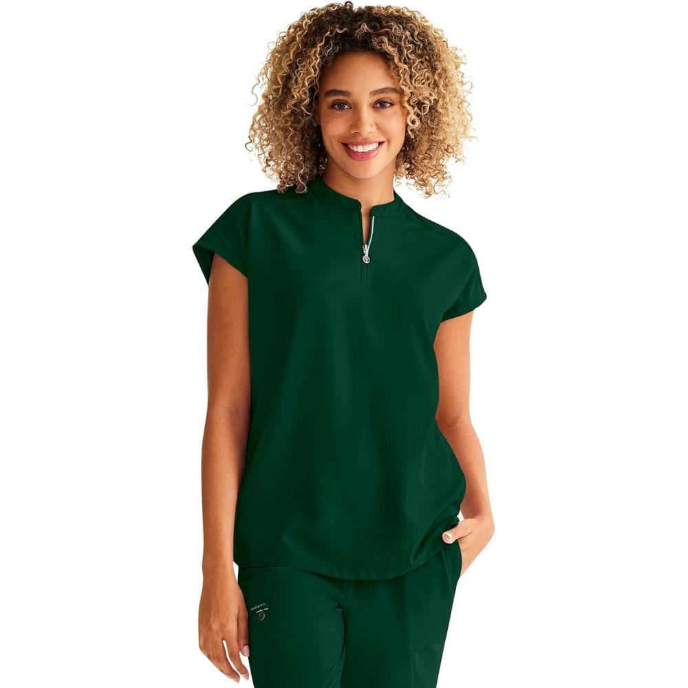 imageHealing Hands Women Medical Scrub Top Sandy Top with 2 Pockets Moisture Wicking 360 Stretch and Recycled Fiber 2286Dark Pine