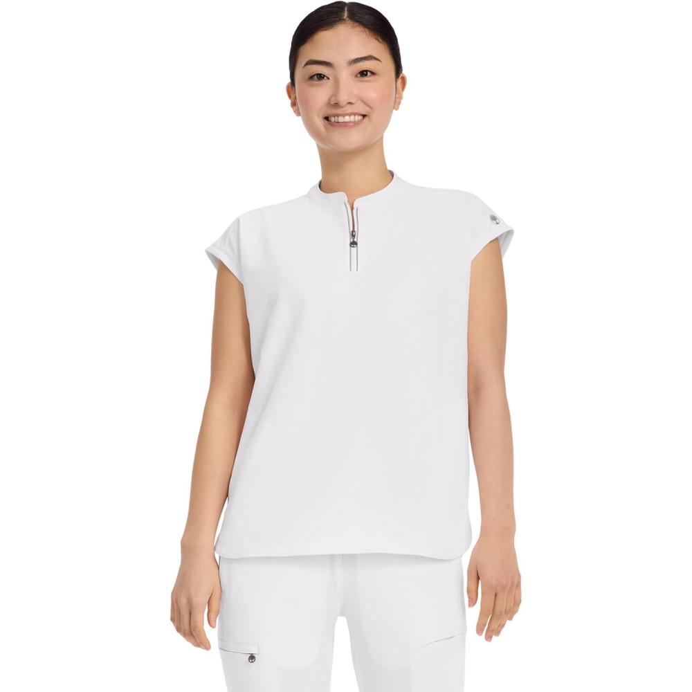 imageHealing Hands Women Medical Scrub Top Sandy Top with 2 Pockets Moisture Wicking 360 Stretch and Recycled Fiber  2286White
