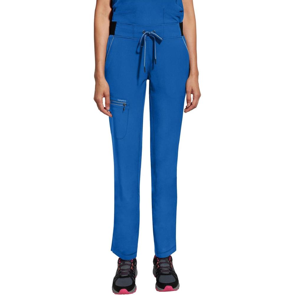 imageHealing Hands Women Scrub Pants with Rib Knit Waistband Moisture Wicking 360 Stretch and Recycled Fibers 9152Royal