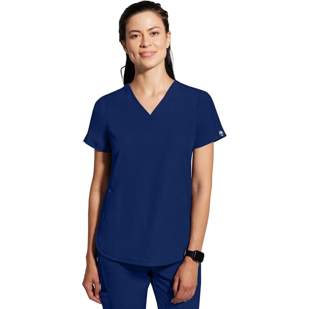 imageHealing Hands Womens Medical Scrub Top Skyler with 2 Pockets Moisture Wicking 360 Stretch ampamp Recycled Fiber  2285Navy