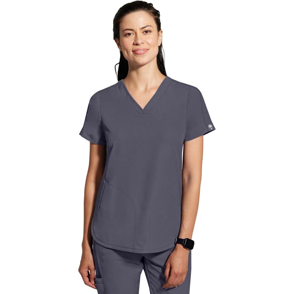 imageHealing Hands Womens Medical Scrub Top Skyler with 2 Pockets Moisture Wicking 360 Stretch ampamp Recycled Fiber  2285Pewter