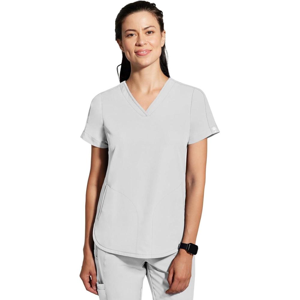 imageHealing Hands Womens Medical Scrub Top Skyler with 2 Pockets Moisture Wicking 360 Stretch ampamp Recycled Fiber  2285Silver Stone